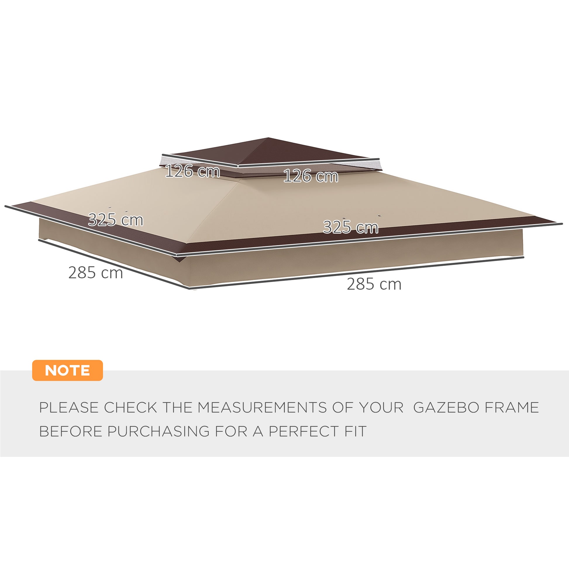 3.25Mx3.25M Pop up Gazebo Roof Replacement, 30+ UV Protection
