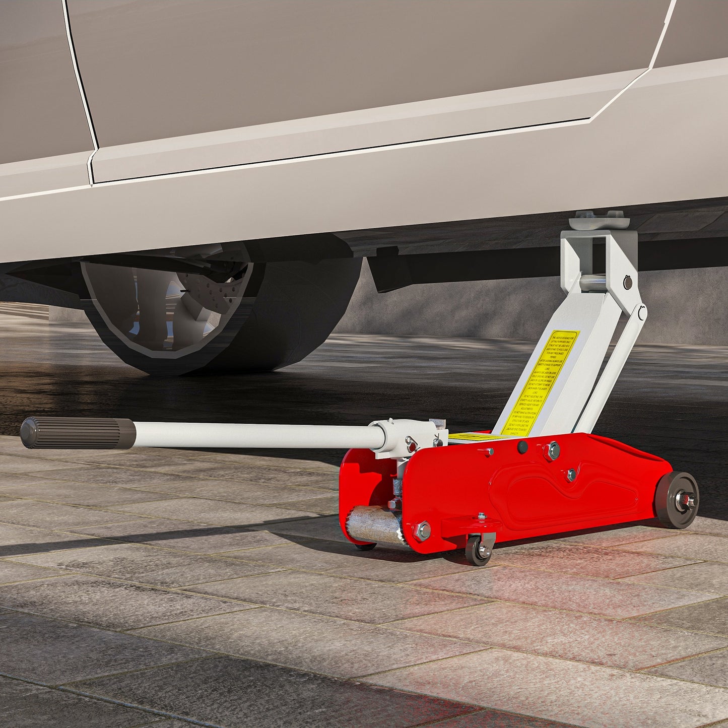 HOMCOM 2 Tonne Hydraulic Car Jack, Low Profile Jack for Car, Trailer, Garage, Tyre Repair in Red