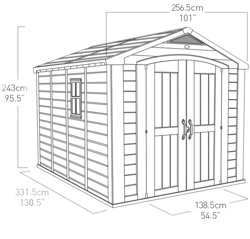Factor 8 Ft. W X 11 Ft. D Apex Outdoor Garden Shed