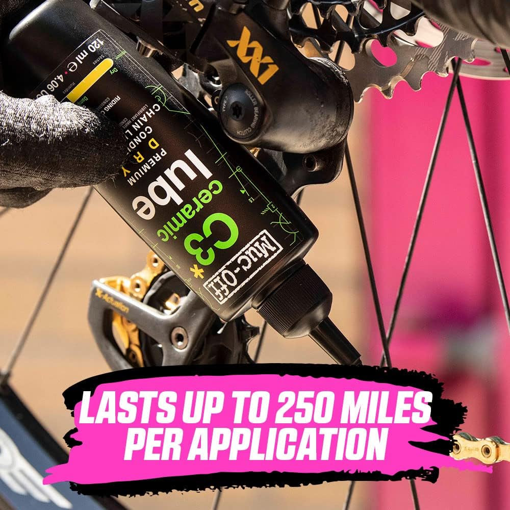 C3 Dry Chain Lube, 120Ml - Ceramic Bike Lube, Bike Chain Oil, Chain Wax for Wet Weather Conditions - Bike Lubricant and Bicycle Chain Oil, 0.120 Litres