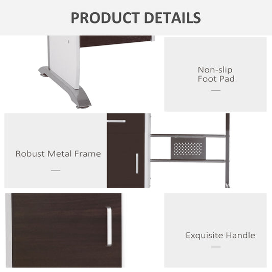 Home Office Workstation Desk, PC Computer Desk with Sliding Keyboard Tray, Storage Drawers, Host Box Shelf, Black Walnut | HOMCOM