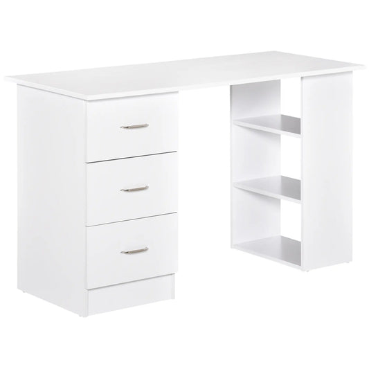 120cm Computer Desk Writing Table PC Workstation Study Laptop Stationery w/ 3 Shelf & Drawers White by HOMCOM-0