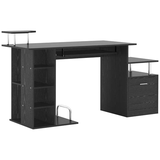 Computer Desk PC Workstation with Drawer Shelves CPU Storage Rack for Home or Office in BLACK | HOMCOM-0
