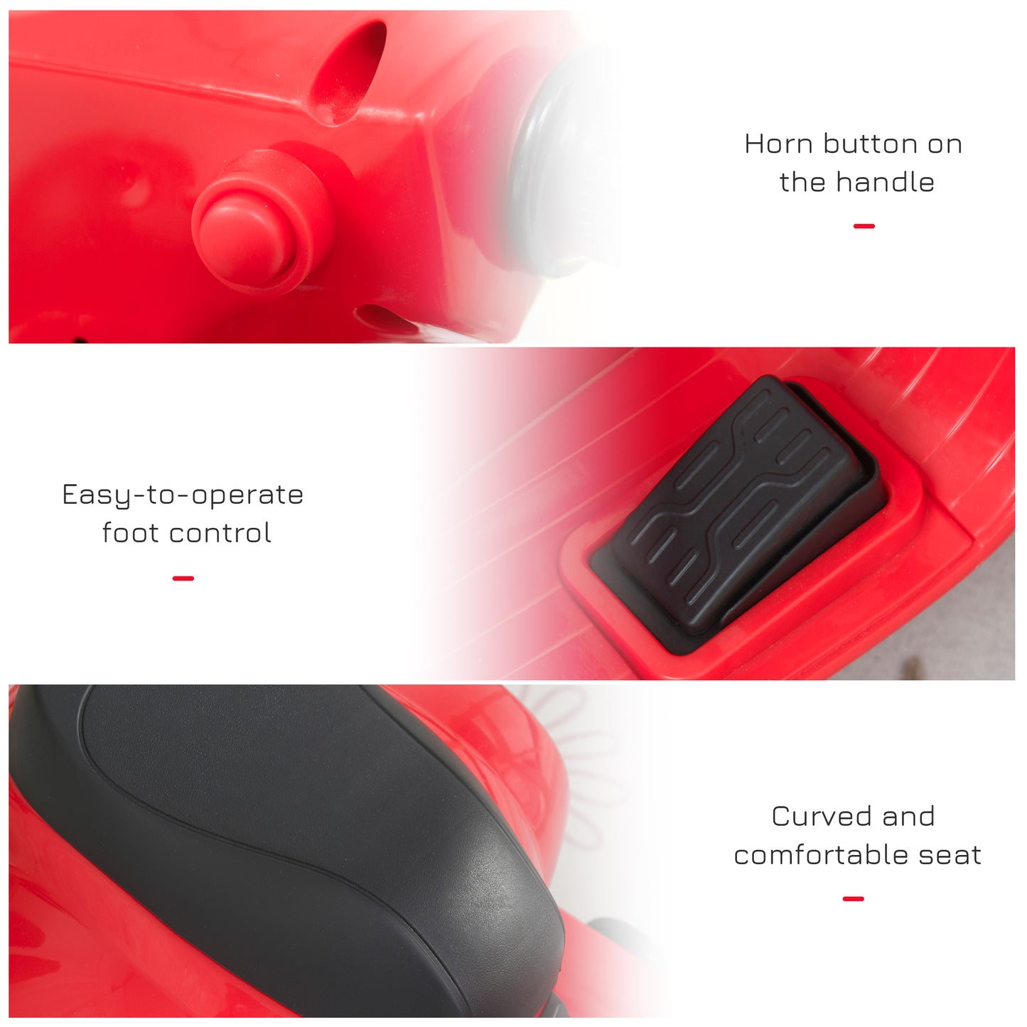 Vespa Licensed Kids Ride On Motorcycle 6V Battery Powered Electric Trike Toys for 18-36 Months with Horn Headlight Red | HOMCOM
