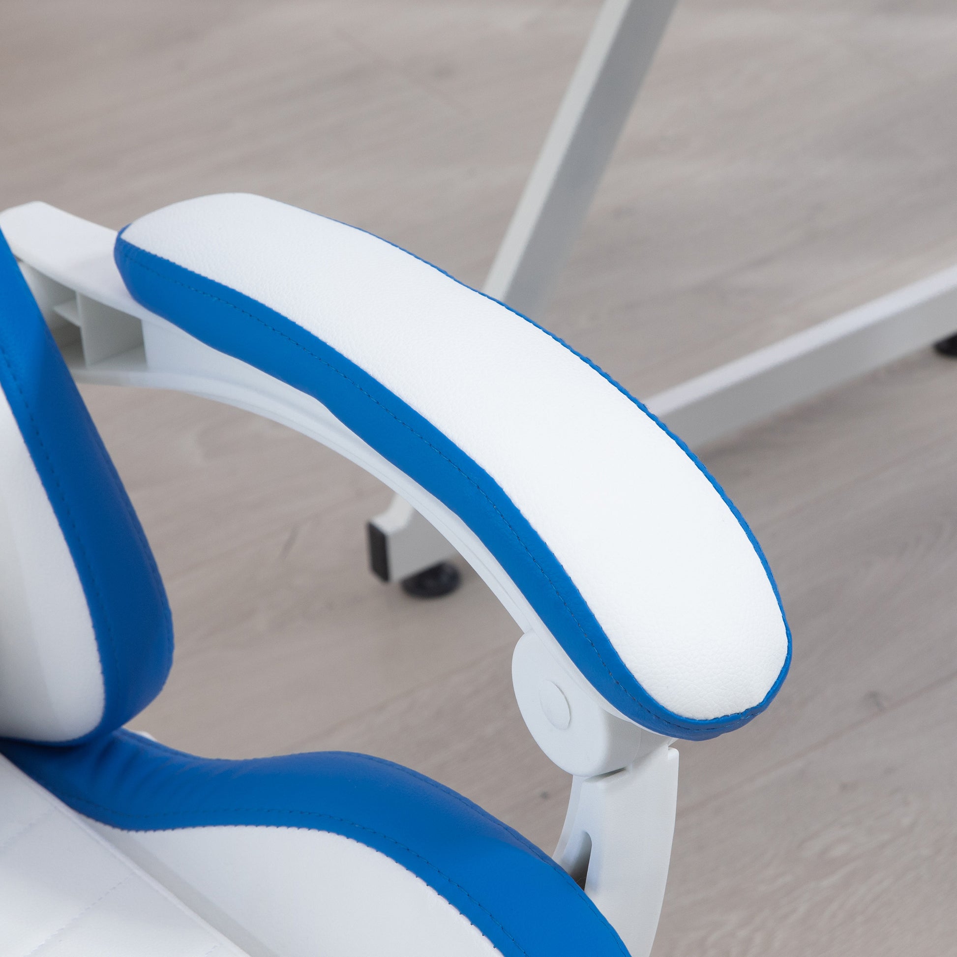 Racing Gaming Chair, Reclining PU Leather Computer Chair w/ 360° Swivel Seat, Footrest, Removable Headrest & Lumber Support in White | Vinsetto-7