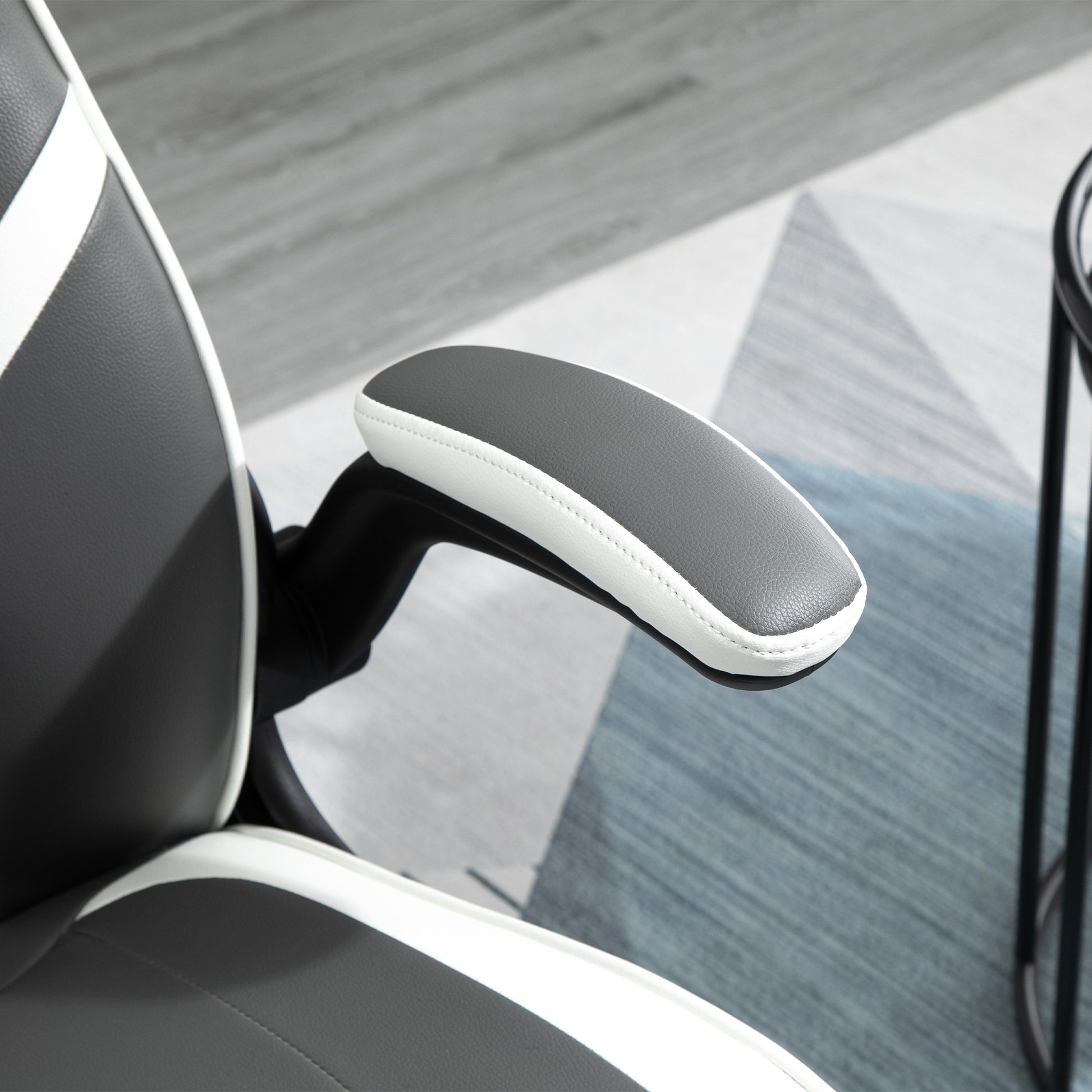 Grey Gaming Computer Desk Chair with Adjustable Height, Swivel Base, PVC Leather Swivel Chair by Vinsetto-5