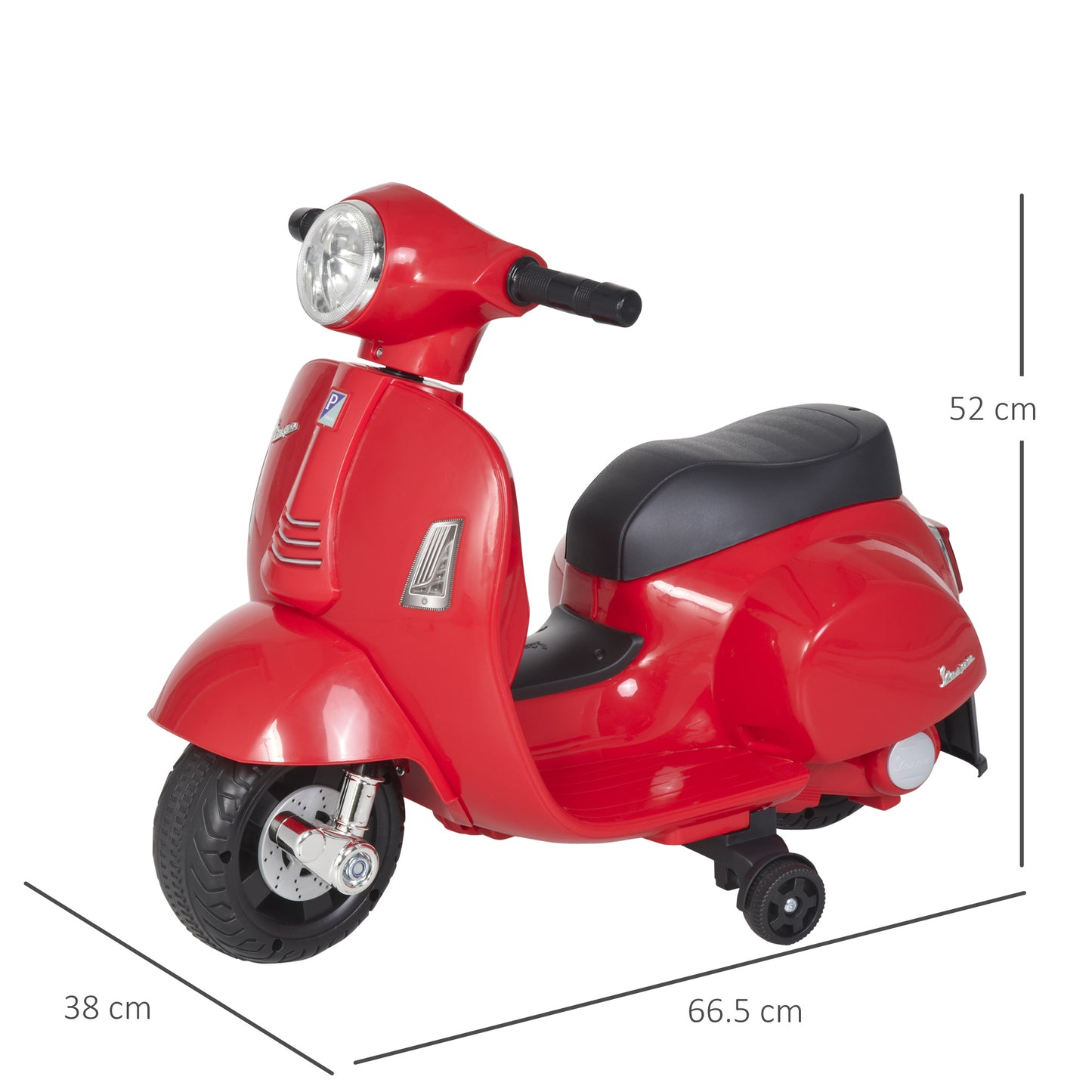 Vespa Licensed Kids Ride On Motorcycle 6V Battery Powered Electric Trike Toys for 18-36 Months with Horn Headlight Red | HOMCOM