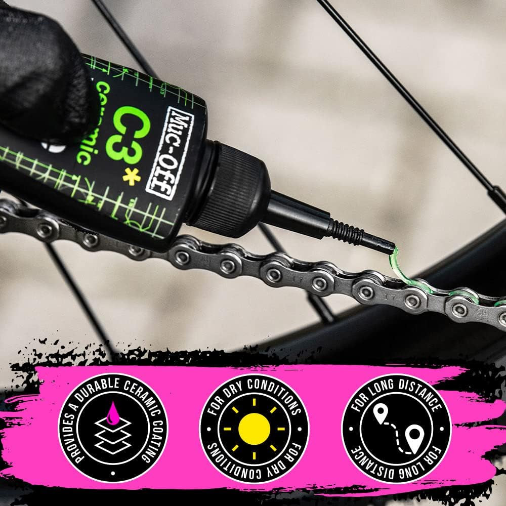 C3 Dry Chain Lube, 120Ml - Ceramic Bike Lube, Bike Chain Oil, Chain Wax for Wet Weather Conditions - Bike Lubricant and Bicycle Chain Oil, 0.120 Litres