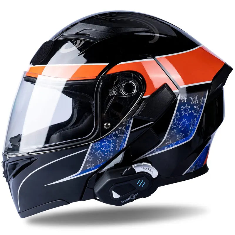 New  Motorcycle Helmet Headset Intercom Bluetooth Music FM Waterproof Moto Helmet Headphones Intercumonicators Earphone