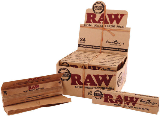 Full Box of 24 Booklets RAW Connoisseur King Size Slim Rolling Papers with Tips