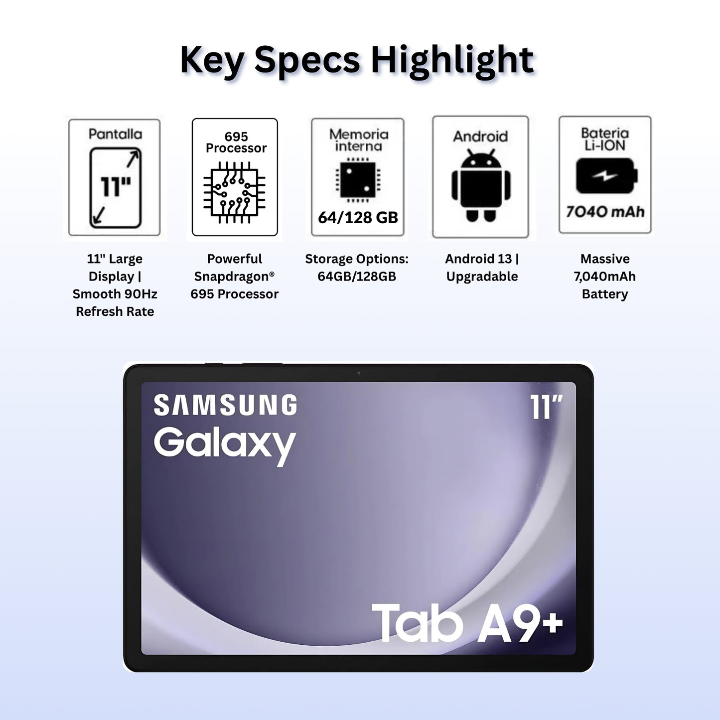 New Samsung Galaxy Tab A9+ plus 11"Inch Wifi-64Gb-128G