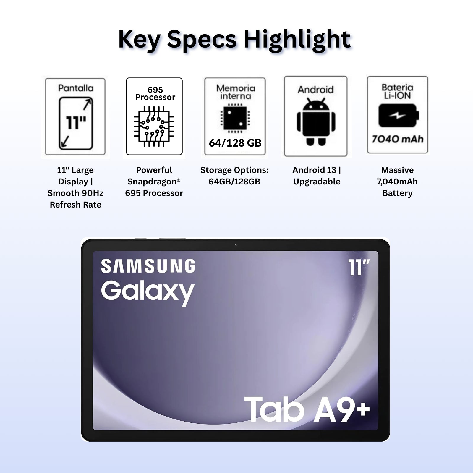 New Samsung Galaxy Tab A9+ plus 11"Inch Wifi-64Gb-128G