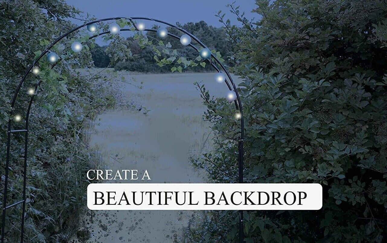 2.4M Metal Garden Arch Heavy Duty Strong Tubular Rose Climbing Plants Archway