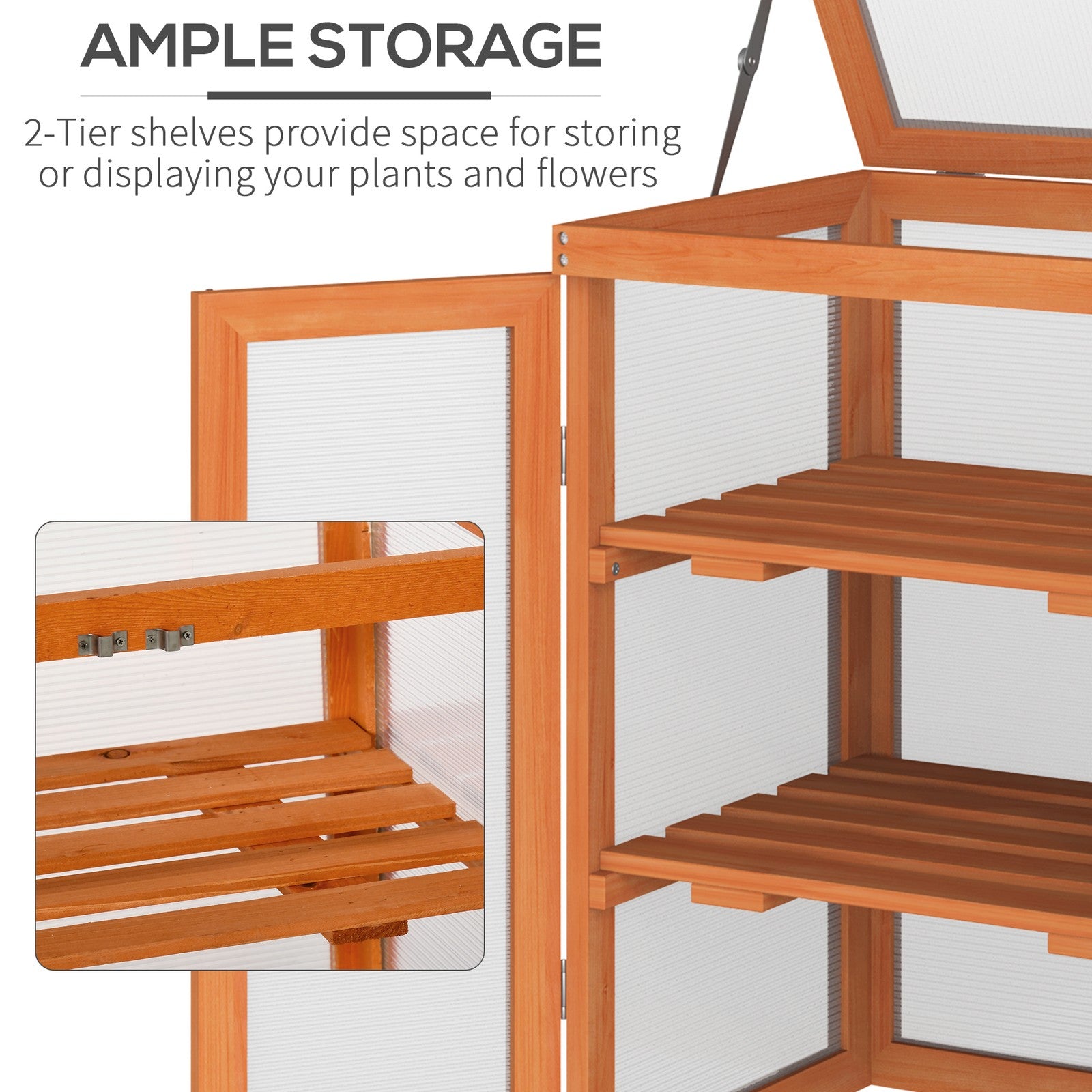 Outsunny Garden 3-Tier Greenhouse Cold Frame Plant Storage Shelf Opening Top