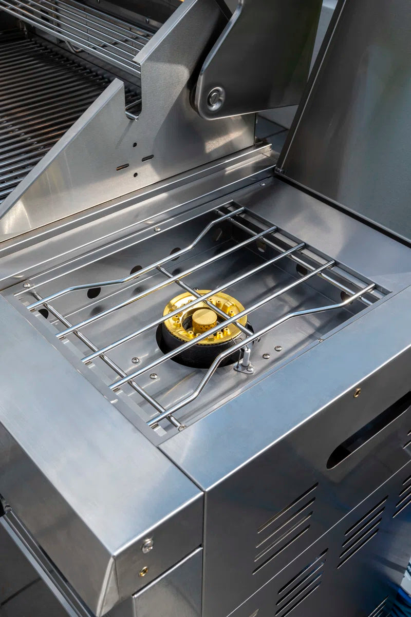 4 Burner Free Standing Liquid Propane Gas Grill with Side Burner and Cabinet