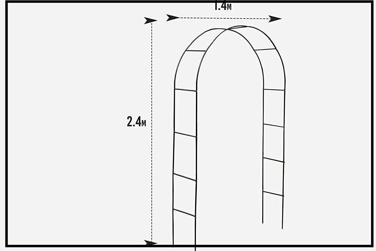 2.4M Metal Garden Arch Heavy Duty Strong Tubular Rose Climbing Plants Archway
