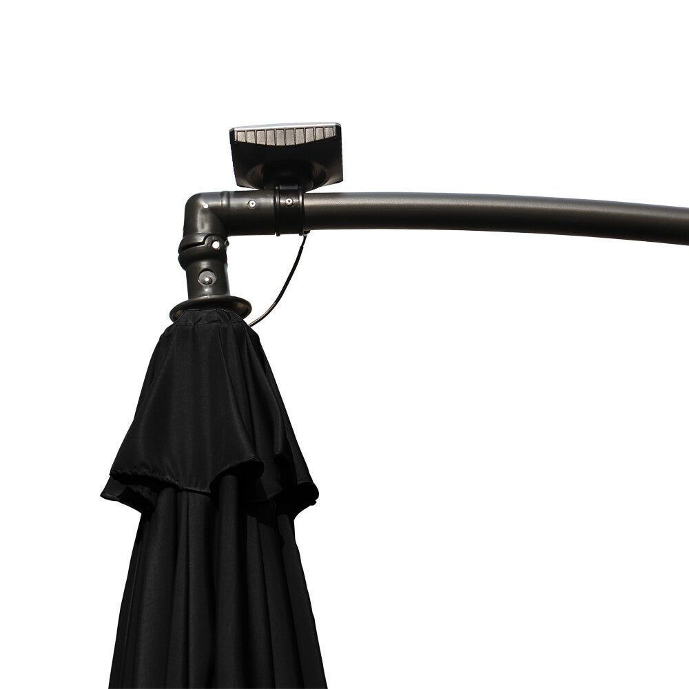 3M Outdoor LED Garden Patio Banana Parasol Hanging Umbrella Cantilever Black