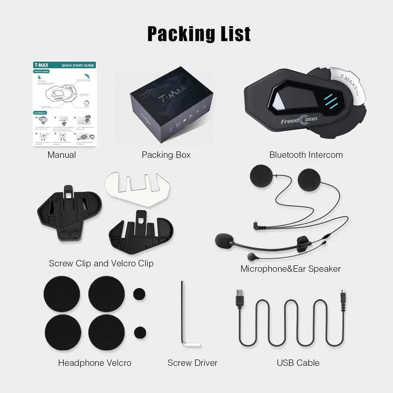 New  Motorcycle Helmet Headset Intercom Bluetooth Music FM Waterproof Moto Helmet Headphones Intercumonicators Earphone