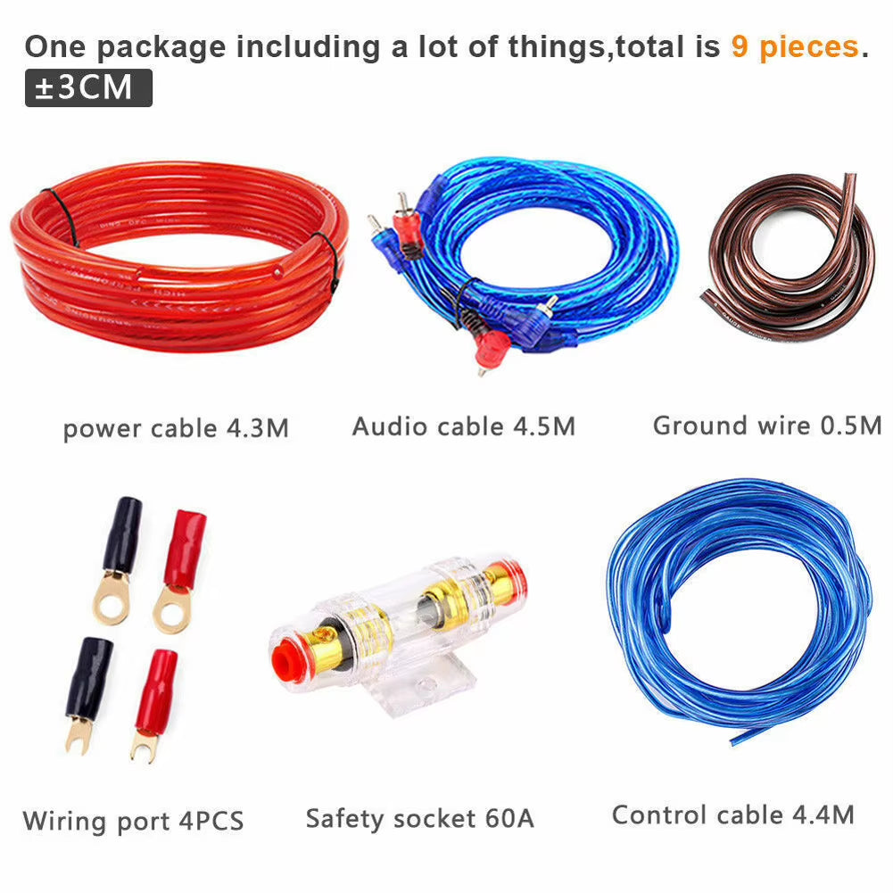 2000/1500W Speaker Installation Wires 18GA Car Power Amplifier Wiring Kit RCA Power Cable for Car Modification Vehicle Parts