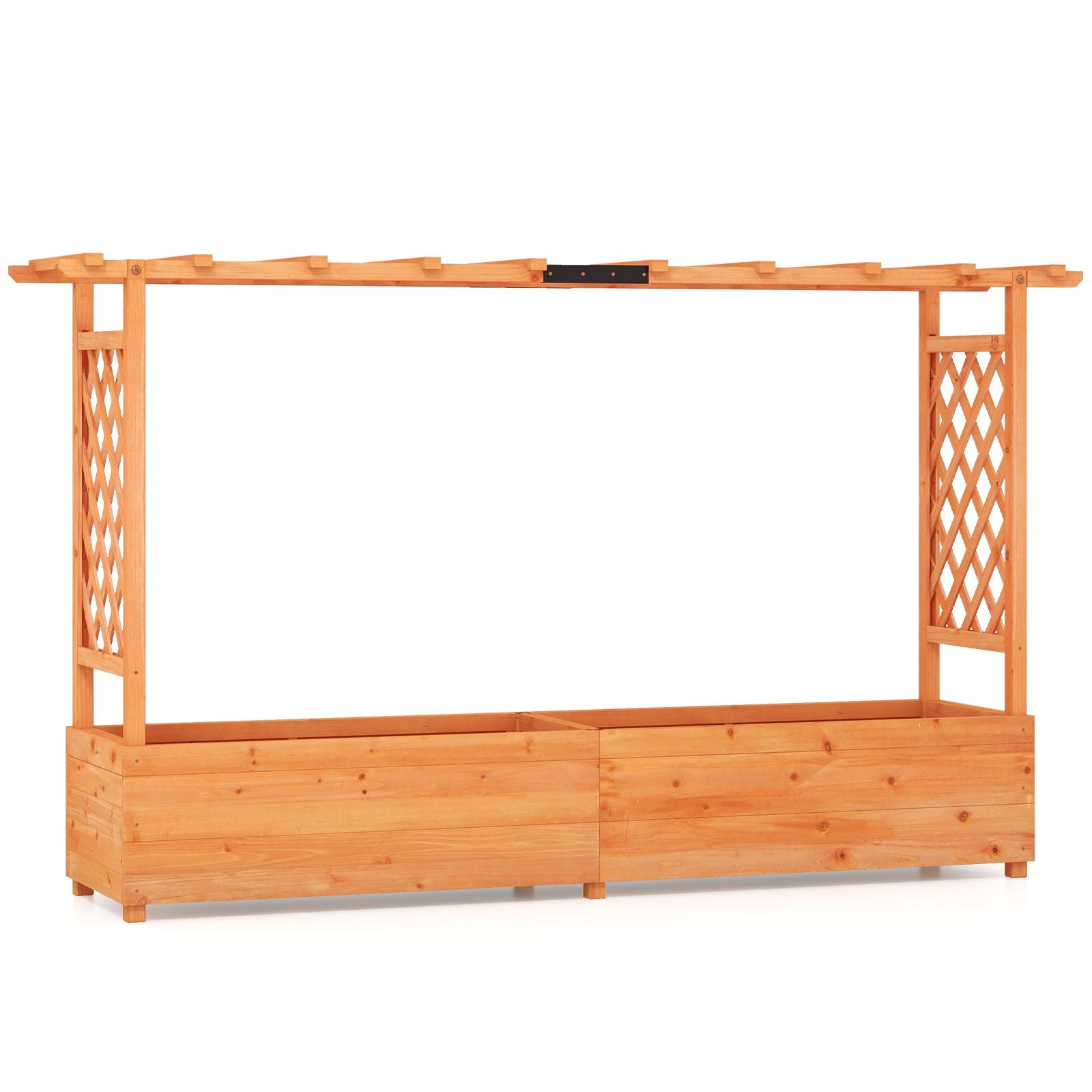Raised Garden Bed with 2-Sided Trellis and Hanging Roof
