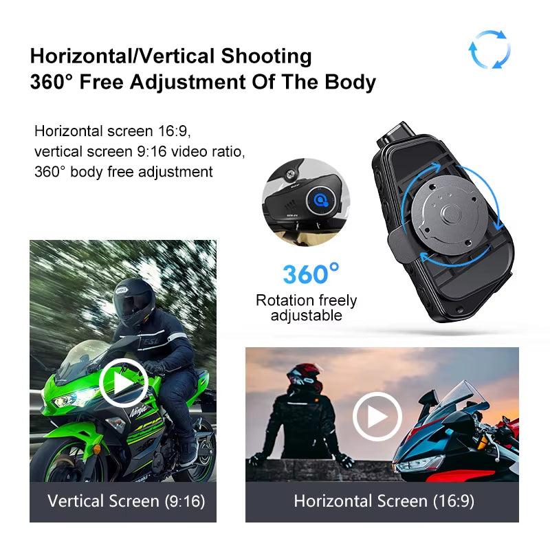 Kebidumei Bluetooth Motorcycle Intercom Helmet Headset 1000M Interphone Music Share Headphone Wifi App Dash Cam Moto Auto Dvr