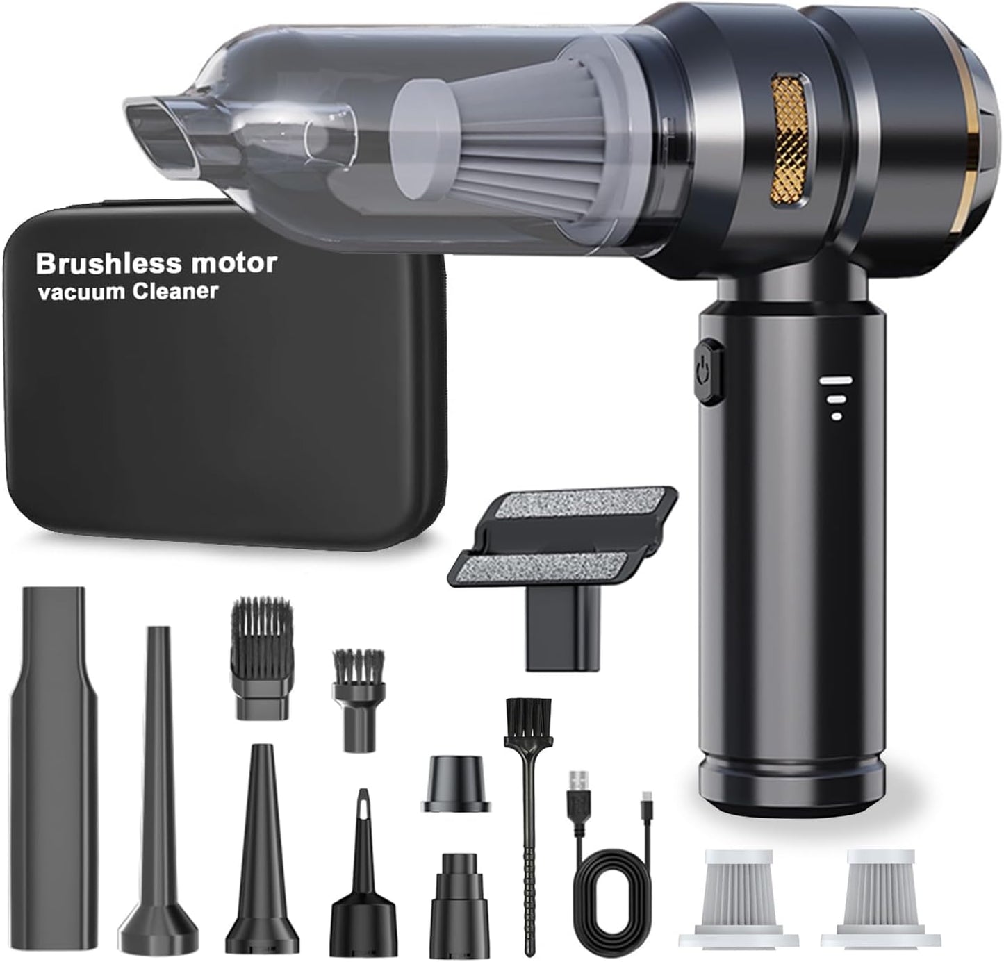 Car Vacuum Cleaner,22000Pa High Power Mini Vacuum Cleaner,Rechargeable Handheld Vacuum,Portable Cordless Compressed Air Duster Air Blower for Car Home (Gold Black)
