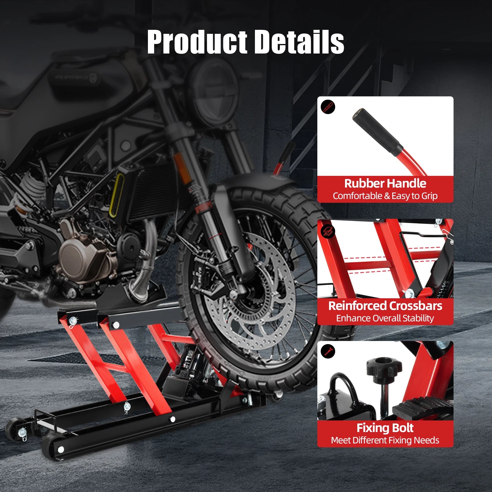 Motorcycle Hydraulic Lift 680Kg/1500Lbs Load Capacity Motorcycle Repair Hydraulic Parking Rack for Garage