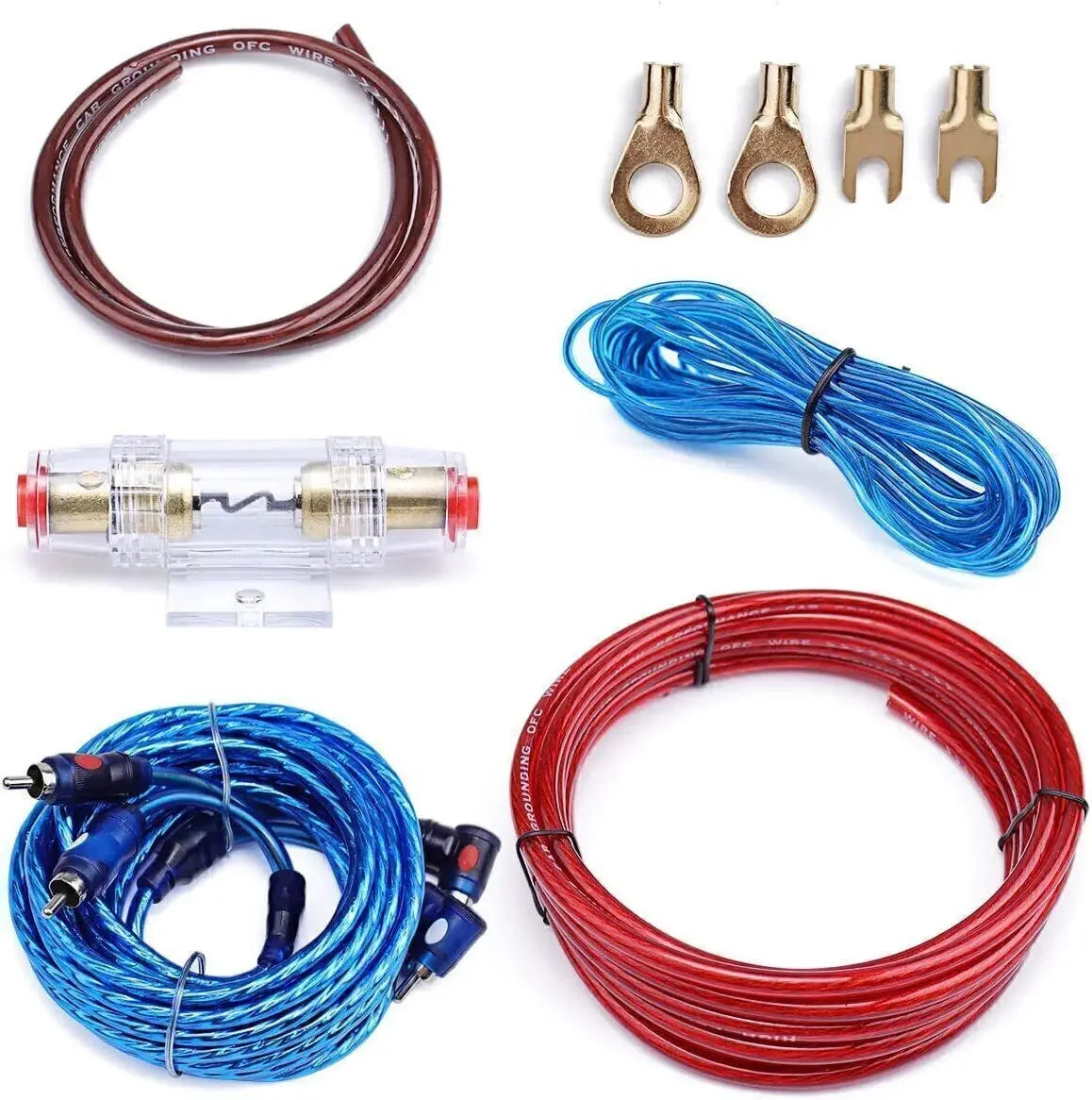 1500W Car Power Amplifier Wiring Kit Audio Subwoofer AMP RCA Power Cable Sub