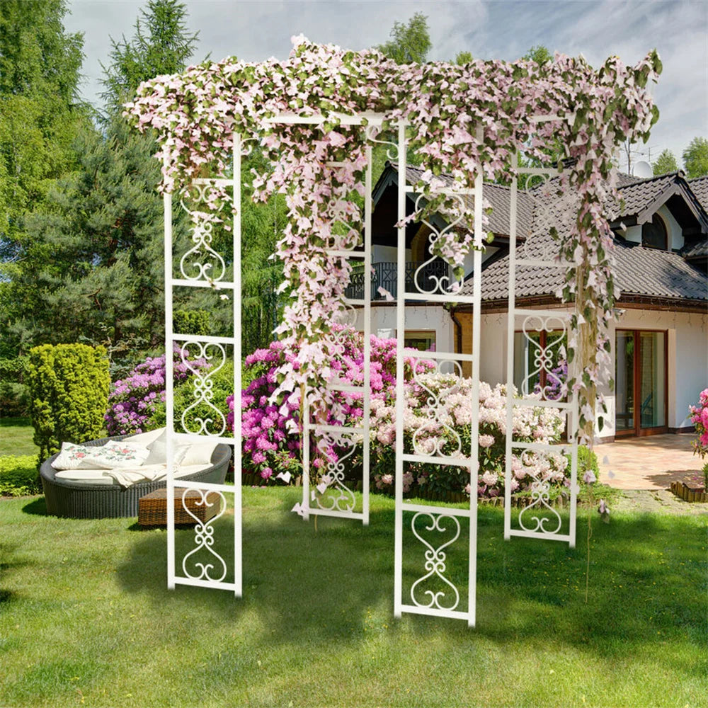 Outdoor Garden Pergola Gazebo Awning Canopy Sun Shade Shelter Metal Trellis Roof Wedding Ceremony Arch