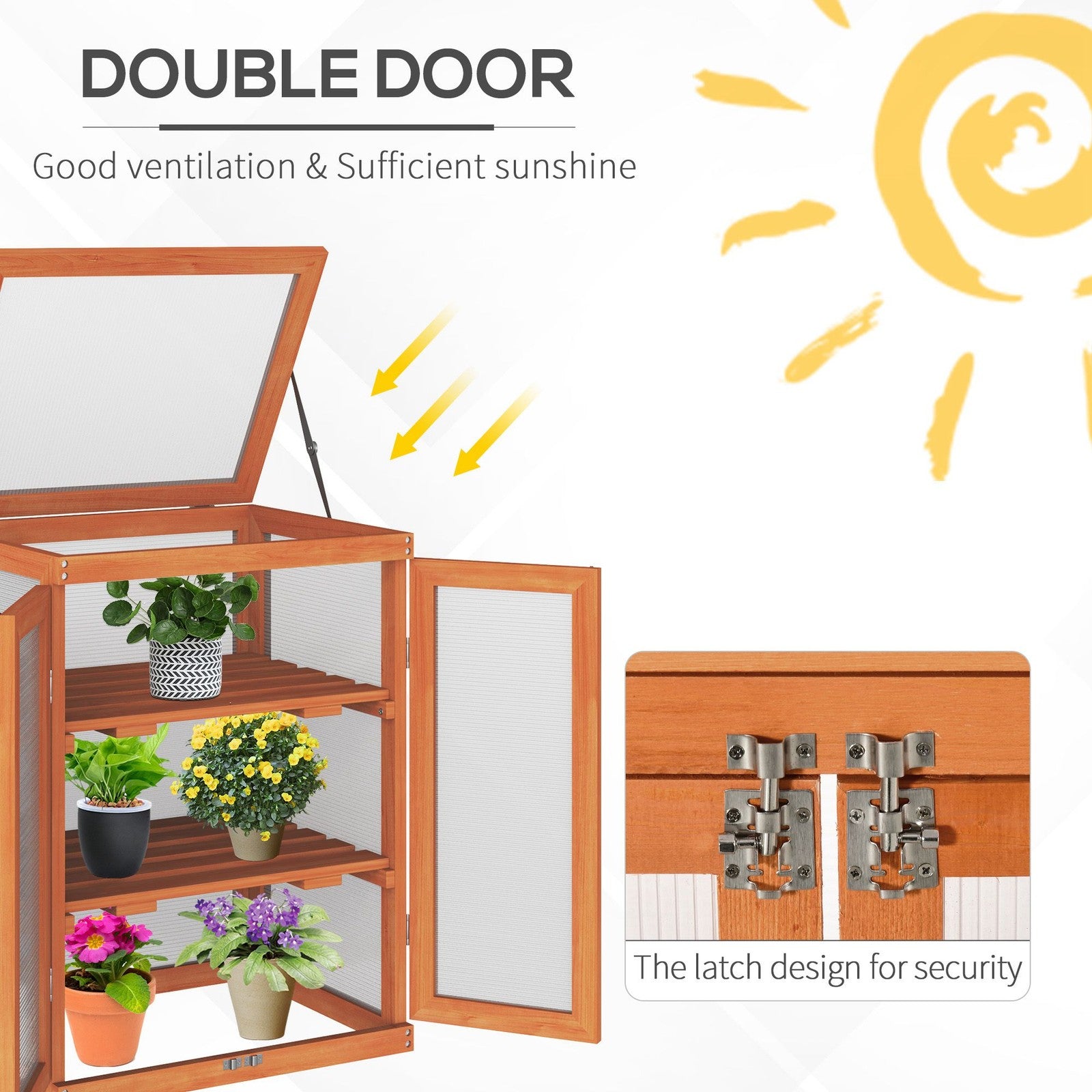 Outsunny Garden 3-Tier Greenhouse Cold Frame Plant Storage Shelf Opening Top