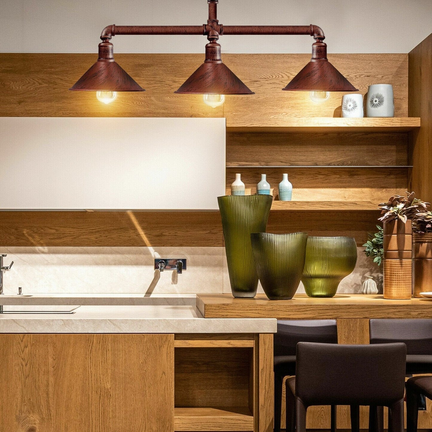 Ceiling Light Retro Vintage Industrial Flush Mount Rustic Red Pipe Light Ceiling Light E27~3591