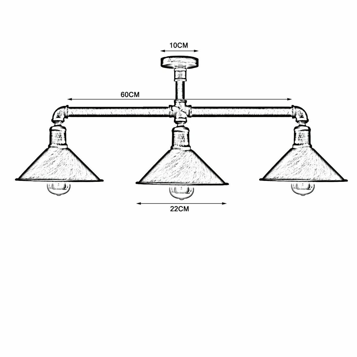 Ceiling Light Retro Vintage Industrial Flush Mount Rustic Red Pipe Light Ceiling Light E27~3591
