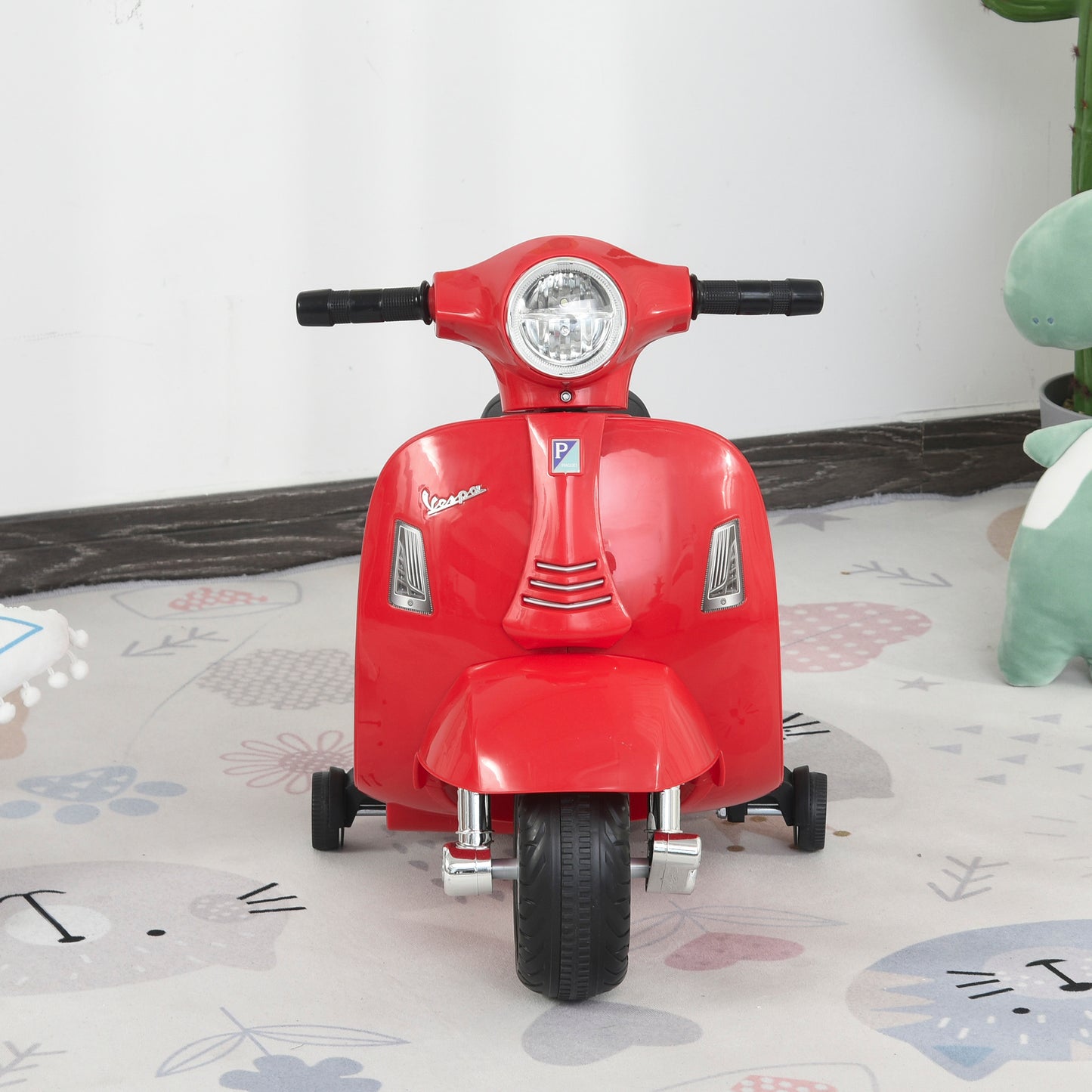 Vespa Licensed Kids Ride On Motorcycle 6V Battery Powered Electric Trike Toys for 18-36 Months with Horn Headlight Red | HOMCOM