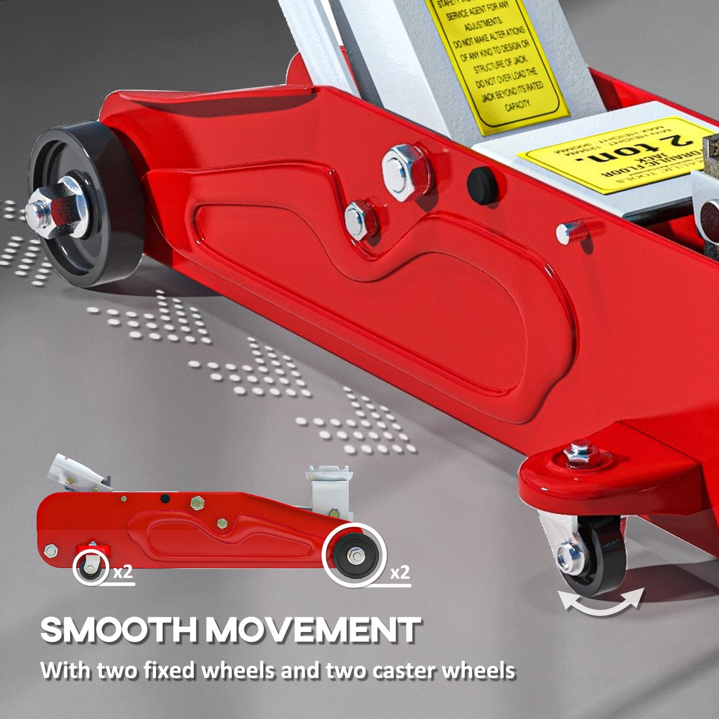 HOMCOM 2 Tonne Hydraulic Car Jack, Low Profile Jack for Car, Trailer, Garage, Tyre Repair in Red
